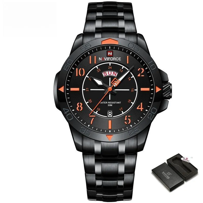Luxury Watch for Men Durable Sports Business Fashion Waterproof Stainless Steel Male Quartz Wristwatch