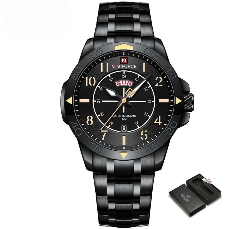 Luxury Watch for Men Durable Sports Business Fashion Waterproof Stainless Steel Male Quartz Wristwatch