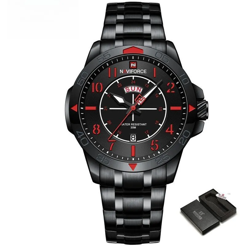 Luxury Watch for Men Durable Sports Business Fashion Waterproof Stainless Steel Male Quartz Wristwatch