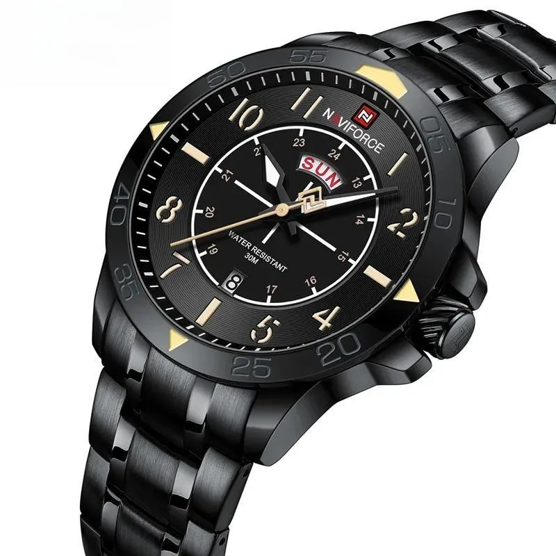 Luxury Watch for Men Durable Sports Business Fashion Waterproof Stainless Steel Male Quartz Wristwatch