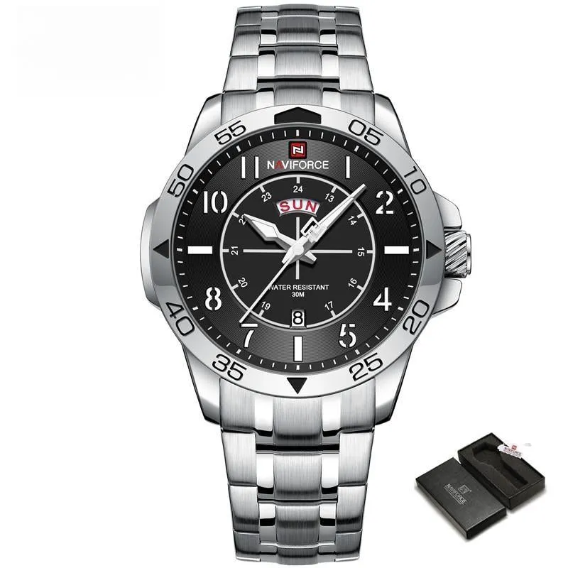 Luxury Watch for Men Durable Sports Business Fashion Waterproof Stainless Steel Male Quartz Wristwatch