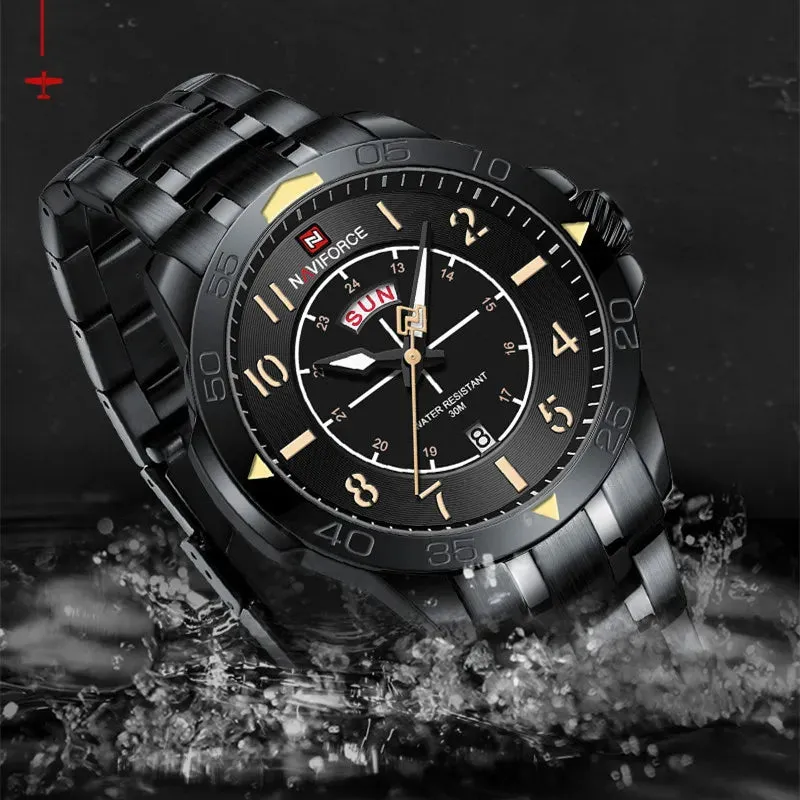 Luxury Watch for Men Durable Sports Business Fashion Waterproof Stainless Steel Male Quartz Wristwatch
