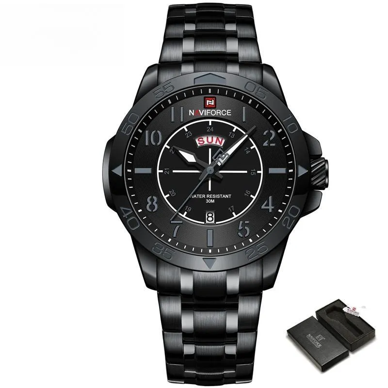 Luxury Watch for Men Durable Sports Business Fashion Waterproof Stainless Steel Male Quartz Wristwatch