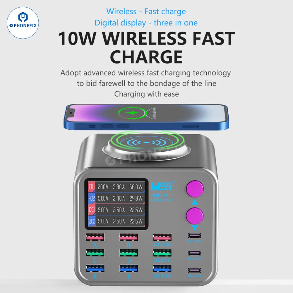 MaAnt DianBa No.2 Digital PD Fast Charger With 13 Ports Wireless Charging