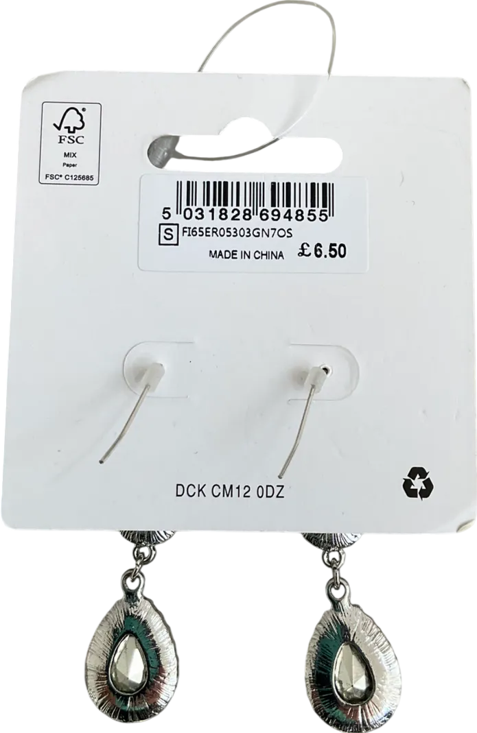 Matalan Metallic Drop Dimante Earrings One Size