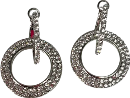 Metallic Double Hoop Crystal Earrings One Size