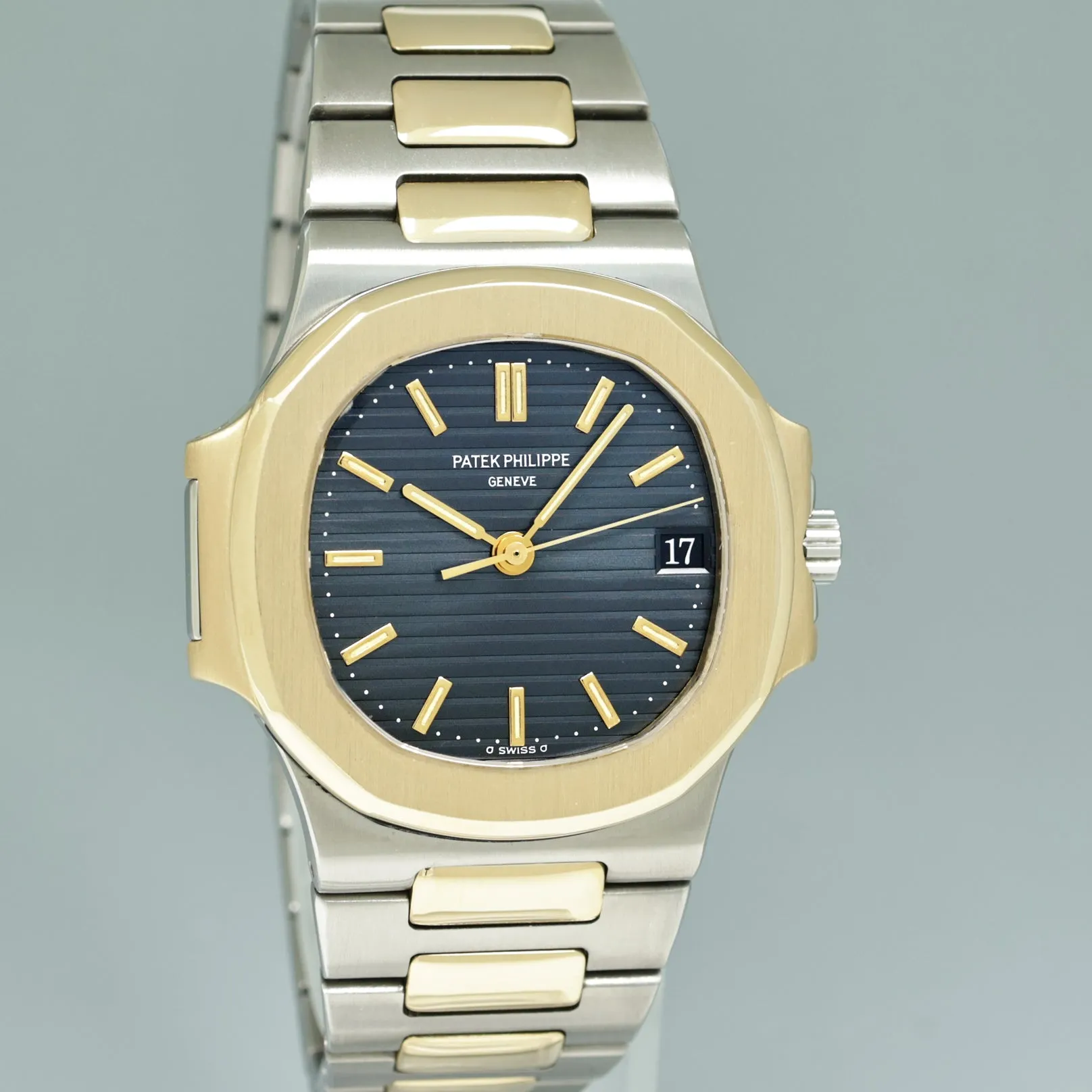 MINT Patek Philippe 37mm 3800 Nautilus Blue Yellow Gold Two Tone Watch Box