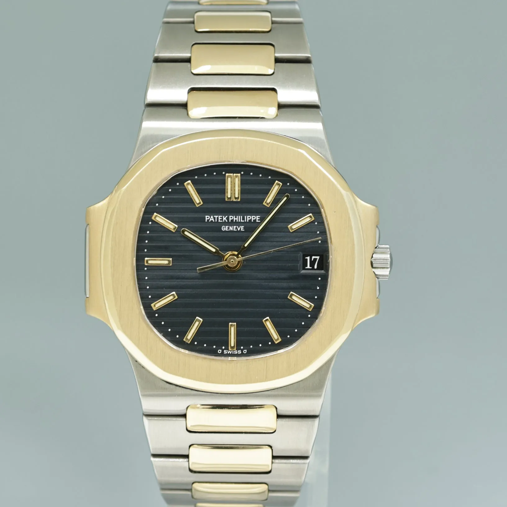 MINT Patek Philippe 37mm 3800 Nautilus Blue Yellow Gold Two Tone Watch Box