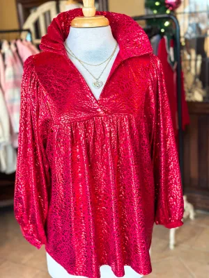 Morgan Top in Metallic Red