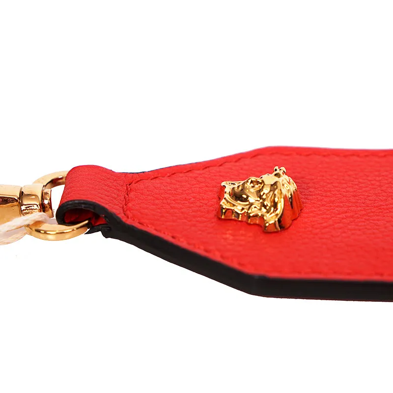 NEW $495 VERSACE Red Nylon Leather LOGO BLUE GRECA Embroidered Medusa BAG STRAP