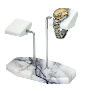 Nikolas White Marble Double Watch Display Stand Holder