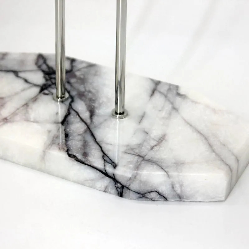 Nikolas White Marble Double Watch Display Stand Holder