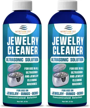 NORTHWEST ENTERPRISES Jewelry Cleaner, Ultrasonic Jewelry Cleaner Solution - Cleans Gold, Silver, Platinum, Diamonds, Non-Porous, & Semi-Precious Jewelry (32 Ounce)