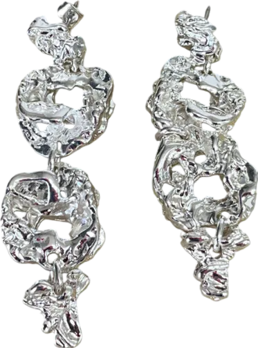 pilgrim Metallic Act Silver Statement Earrings