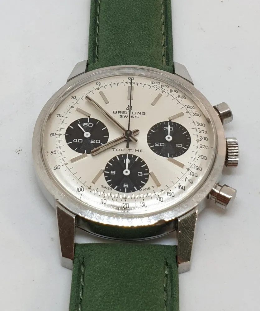 Rare Breitling Top Time Chronograph with Panda Dial Model 810 in Stainless Steel Circa 1967-9