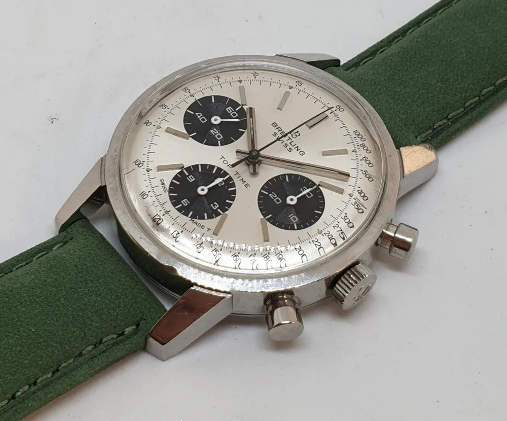 Rare Breitling Top Time Chronograph with Panda Dial Model 810 in Stainless Steel Circa 1967-9