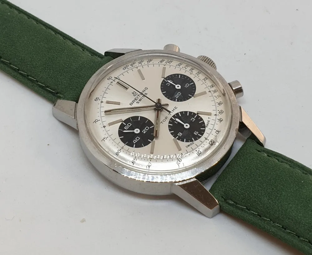 Rare Breitling Top Time Chronograph with Panda Dial Model 810 in Stainless Steel Circa 1967-9