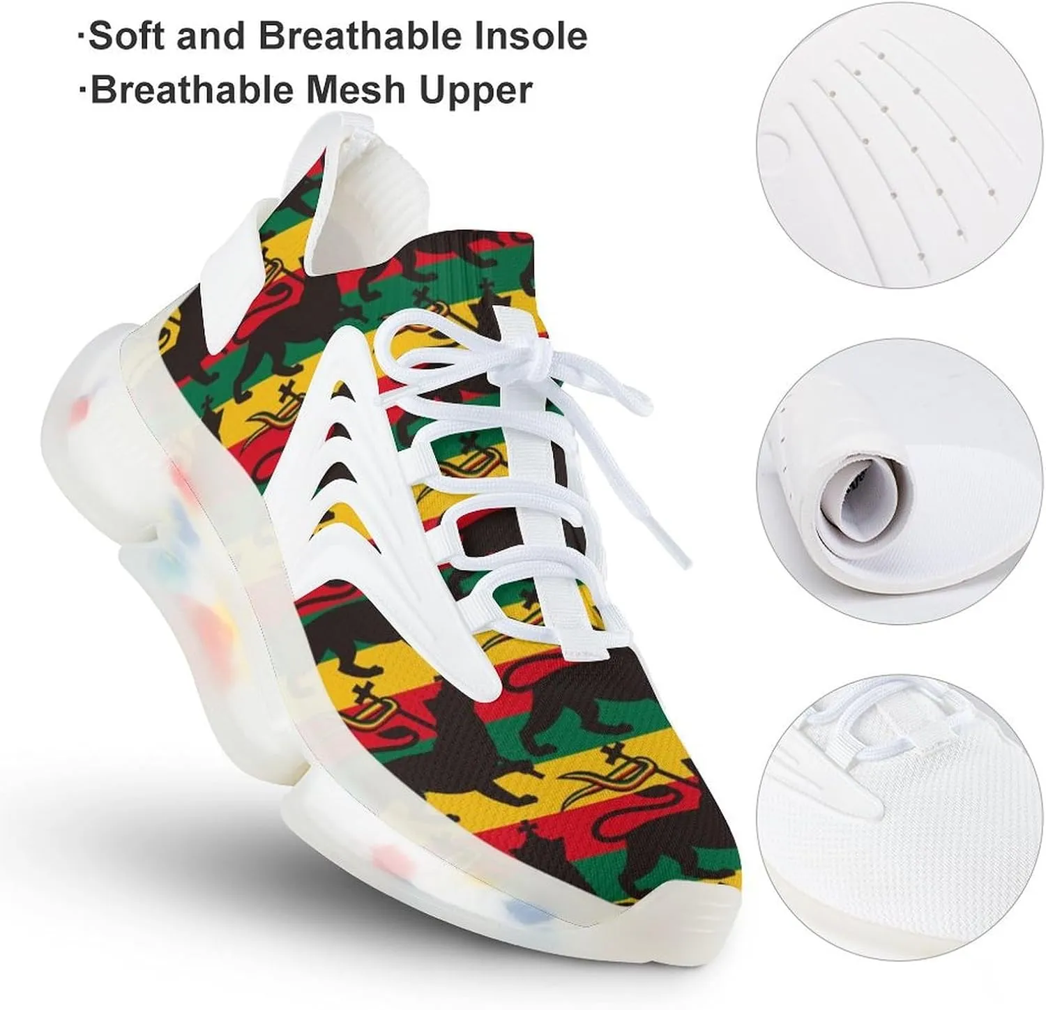 Rastafarian Flag with Lion Running Shoes for Men Low Top Athletic Training Shoe Sports Walking Shoes Non-Slip Gym Sneakers