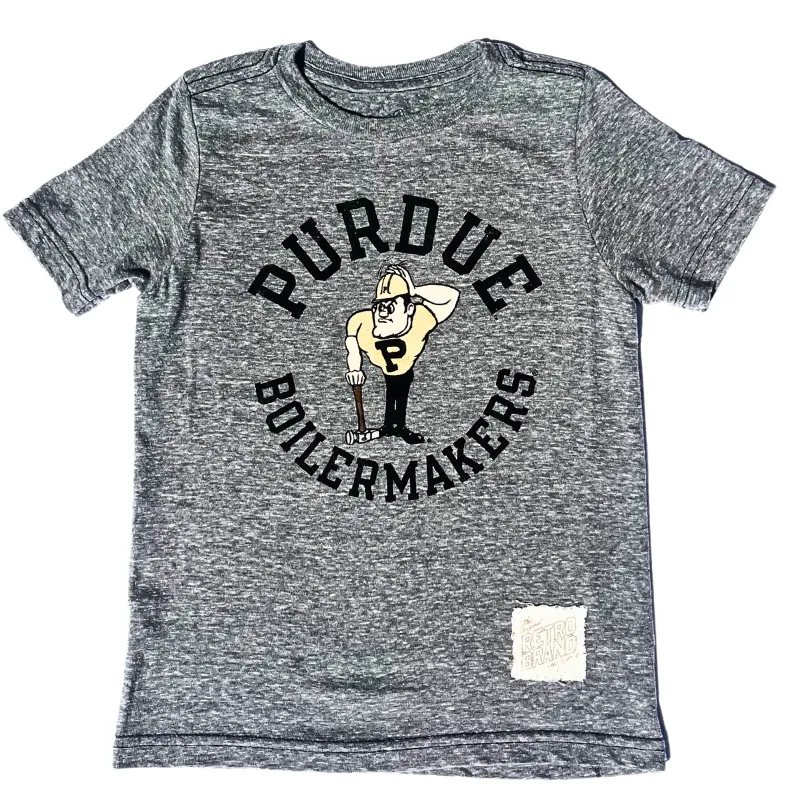 Retro Brand - Kids Purdue Boilermakers Tee in Heather Grey (2T, 3T, 7)