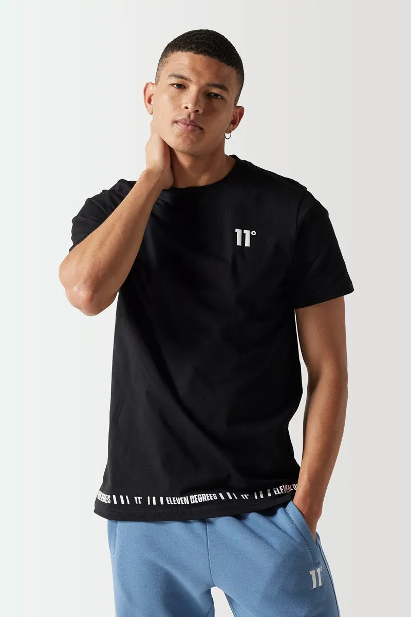Retro Taped Hem Detail T-Shirt - Black
