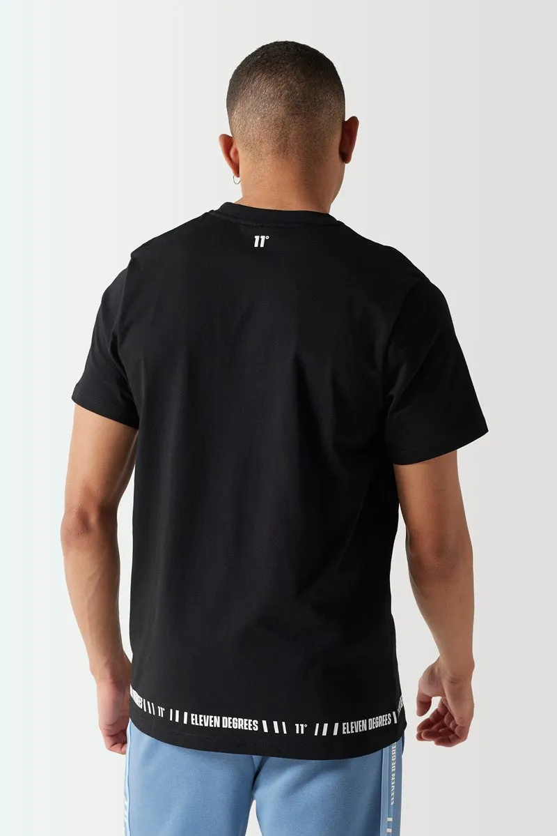 Retro Taped Hem Detail T-Shirt - Black