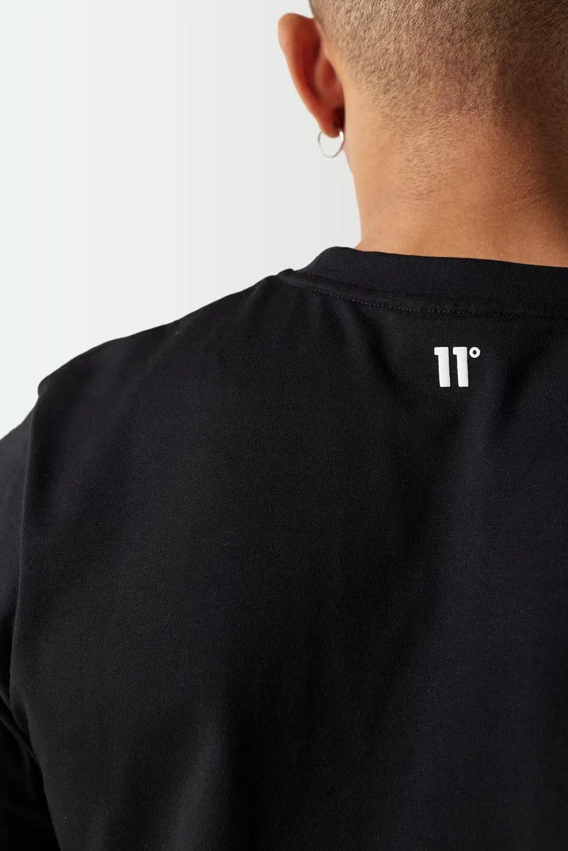 Retro Taped Hem Detail T-Shirt - Black