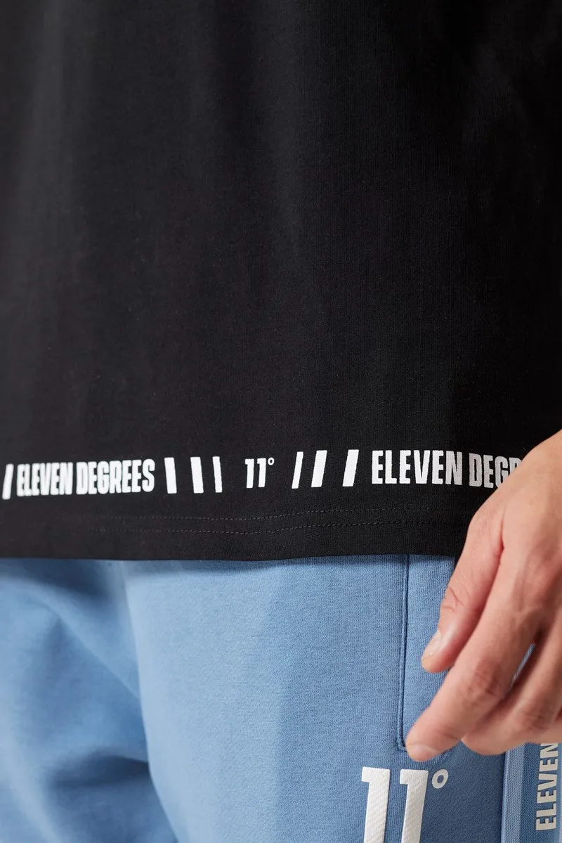 Retro Taped Hem Detail T-Shirt - Black