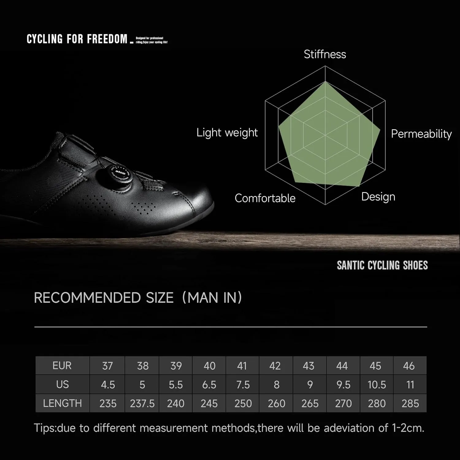 Santic Unisex Cycling Shoes Bike Shoes Indoor Classic Riding Shoes Suitable for Look Delta