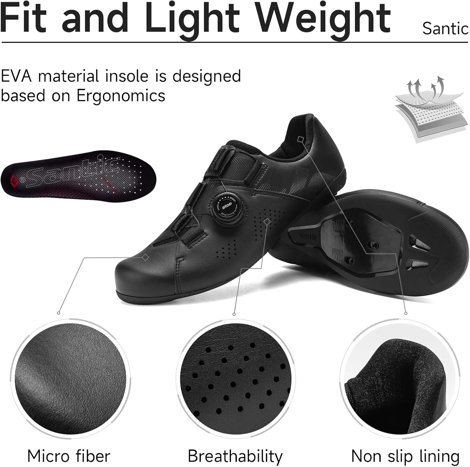 Santic Unisex Cycling Shoes Bike Shoes Indoor Classic Riding Shoes Suitable for Look Delta