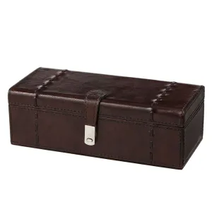 Seconds Leather Watch Box For Three Watches Dark Chocolate Brown