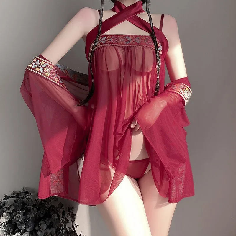 Sexy Hanfu Sexy Retro Outfit Passion Ancient Style Han Chinese Clothing Apron Uniform Free Transparent Pajamas plus Size