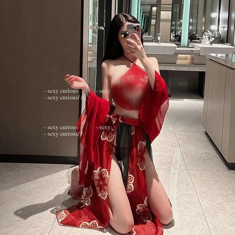 Sexy Hanfu Sexy Retro Outfit Passion Ancient Style Han Chinese Clothing Apron Uniform Free Transparent Pajamas plus Size