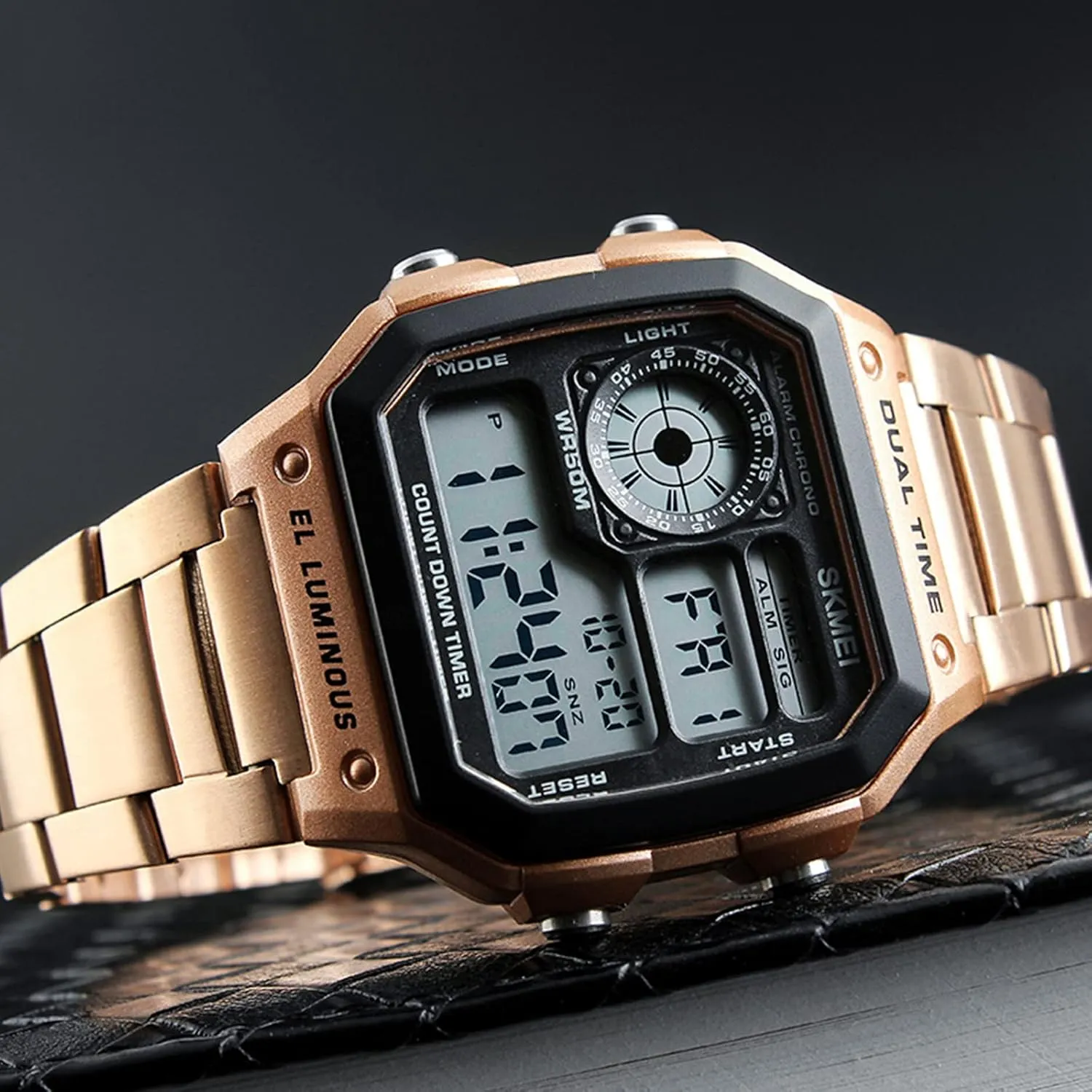 SKMEI Wrist Watch for Men, Digital Sports Waterproof Watch with Dual Time Chronograph Countdown Alarm Backlight