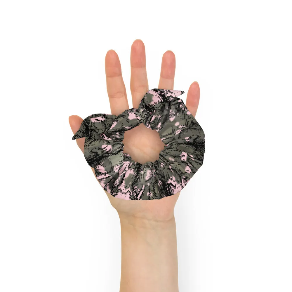 Snake Skin Print Large Scrunchie, Elastic Stretchy Premium Women's Hair Stylish Accessories-Made in USA/EU