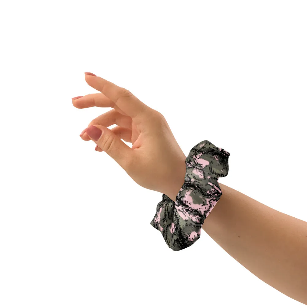 Snake Skin Print Large Scrunchie, Elastic Stretchy Premium Women's Hair Stylish Accessories-Made in USA/EU