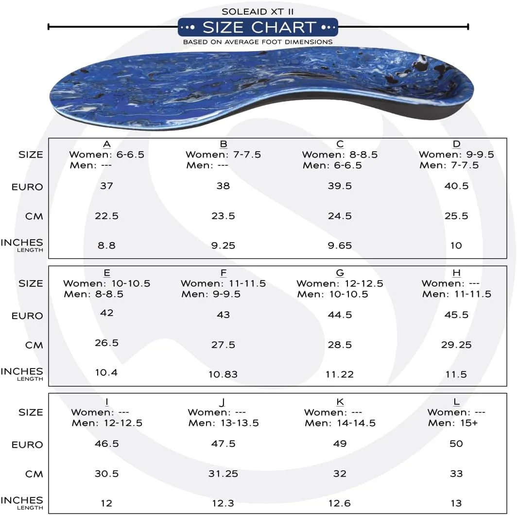 SoleAid XTII Insoles - 3-Layer Performance Insole, Semi-Rigid Arch Support - Light Weight, Shock Absorbing, Anti-Fatigue, Functional Foot Supports for Plantar Fasciitis (Men's 6-6.5 / Women's 8-8.5)