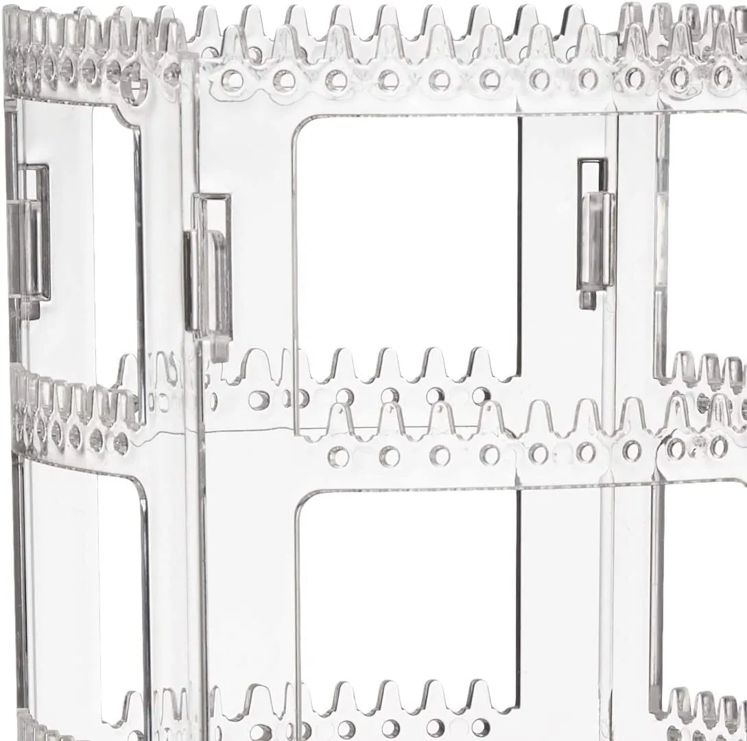 Sooyee 360 Rotating Earring Holder and Jewelry Organizer, 4 Tiers Jewelry Rack Display Classic Stand, 156 Holes and 160 Grooves for Necklaces Earrings Piercings, Clear