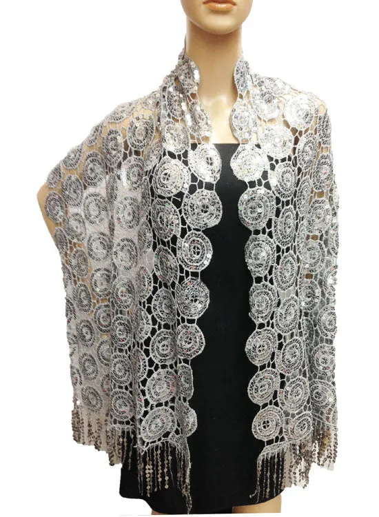 Sparkling Circle Lace Shawl-SHW010