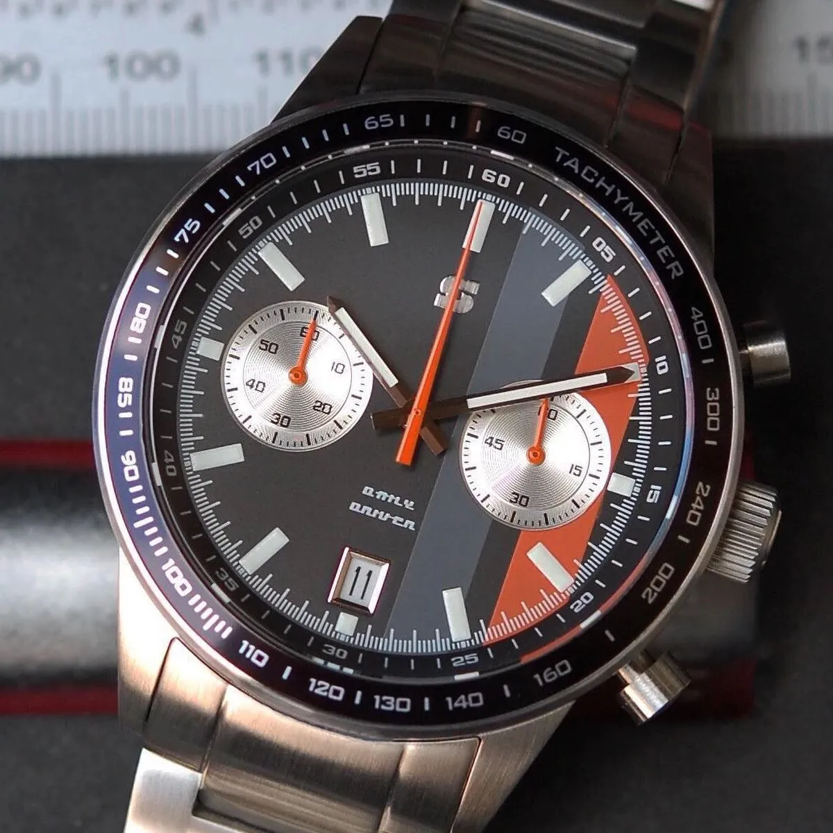 Straton Daily Driver "D" (Black Dial, Grey & Orange Stripes)