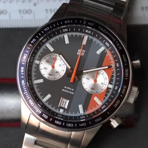 Straton Daily Driver "D" (Black Dial, Grey & Orange Stripes)