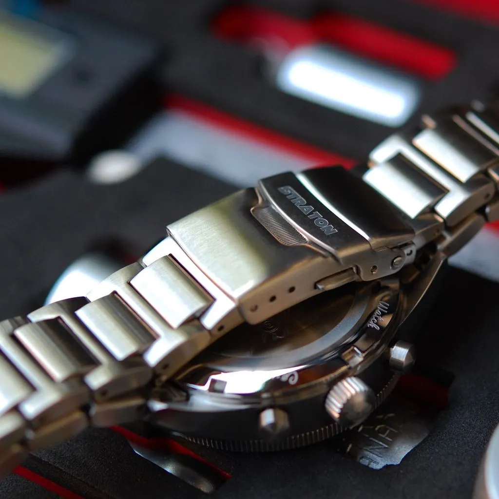 Straton Daily Driver "D" (Black Dial, Grey & Orange Stripes)