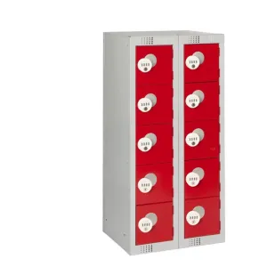 Ten Door Personal Effects Locker Red Four-Digit Lock - HR538
