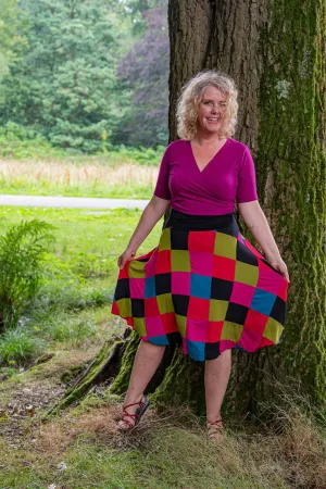 Unieke patchwork rok- retro love- viscose