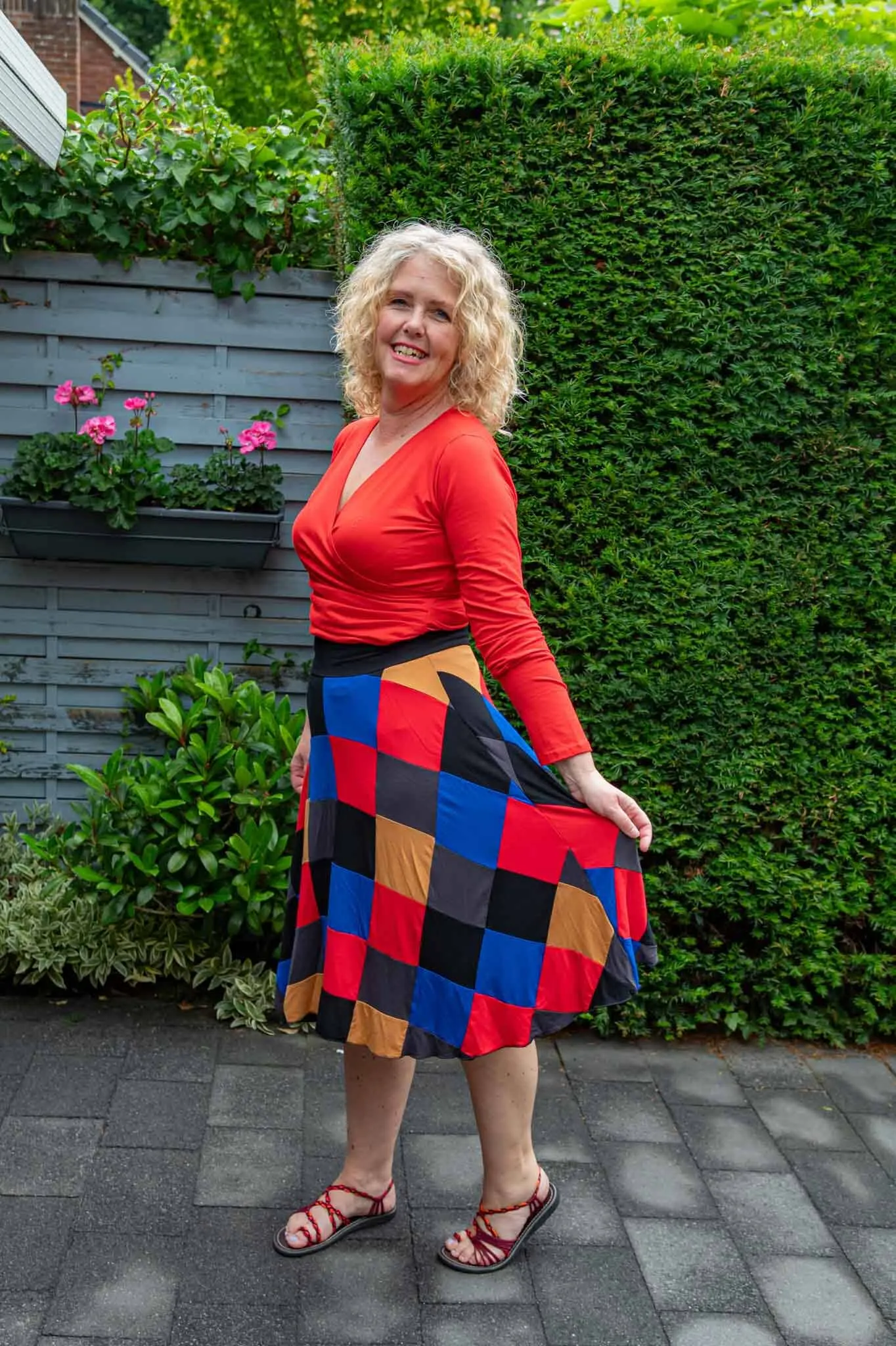 Unieke patchwork rok- retro style- viscose