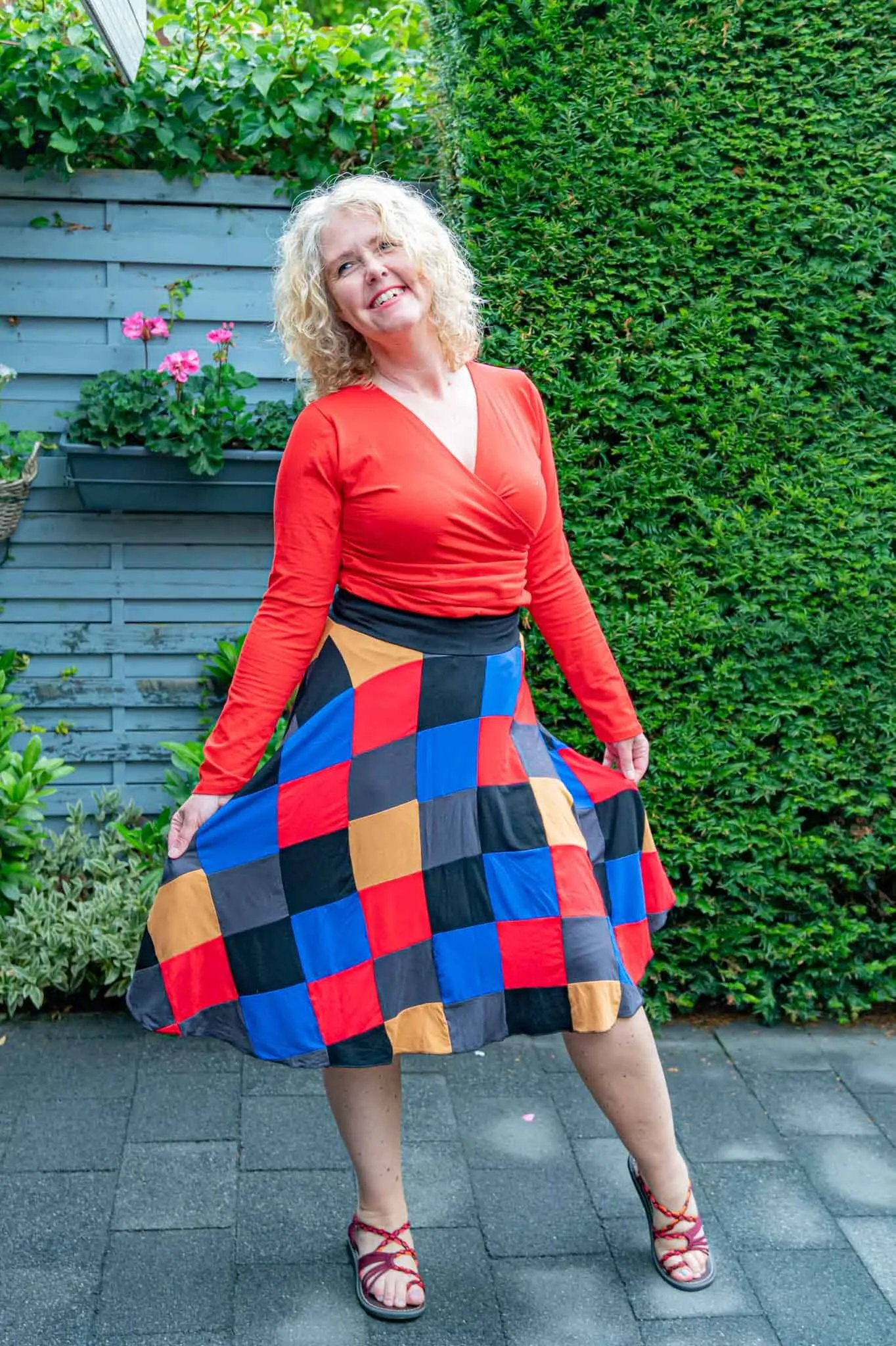 Unieke patchwork rok- retro style- viscose