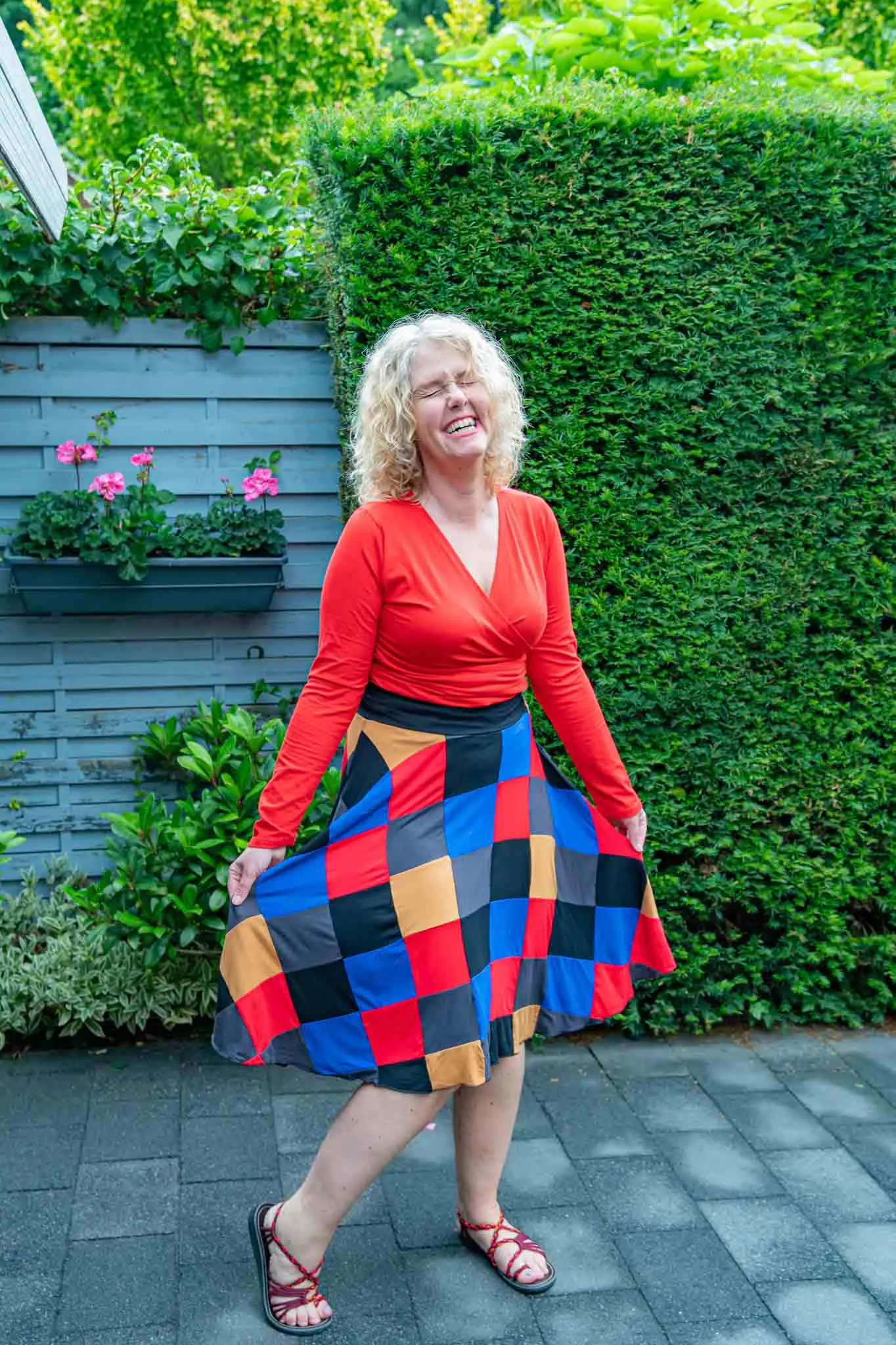 Unieke patchwork rok- retro style- viscose