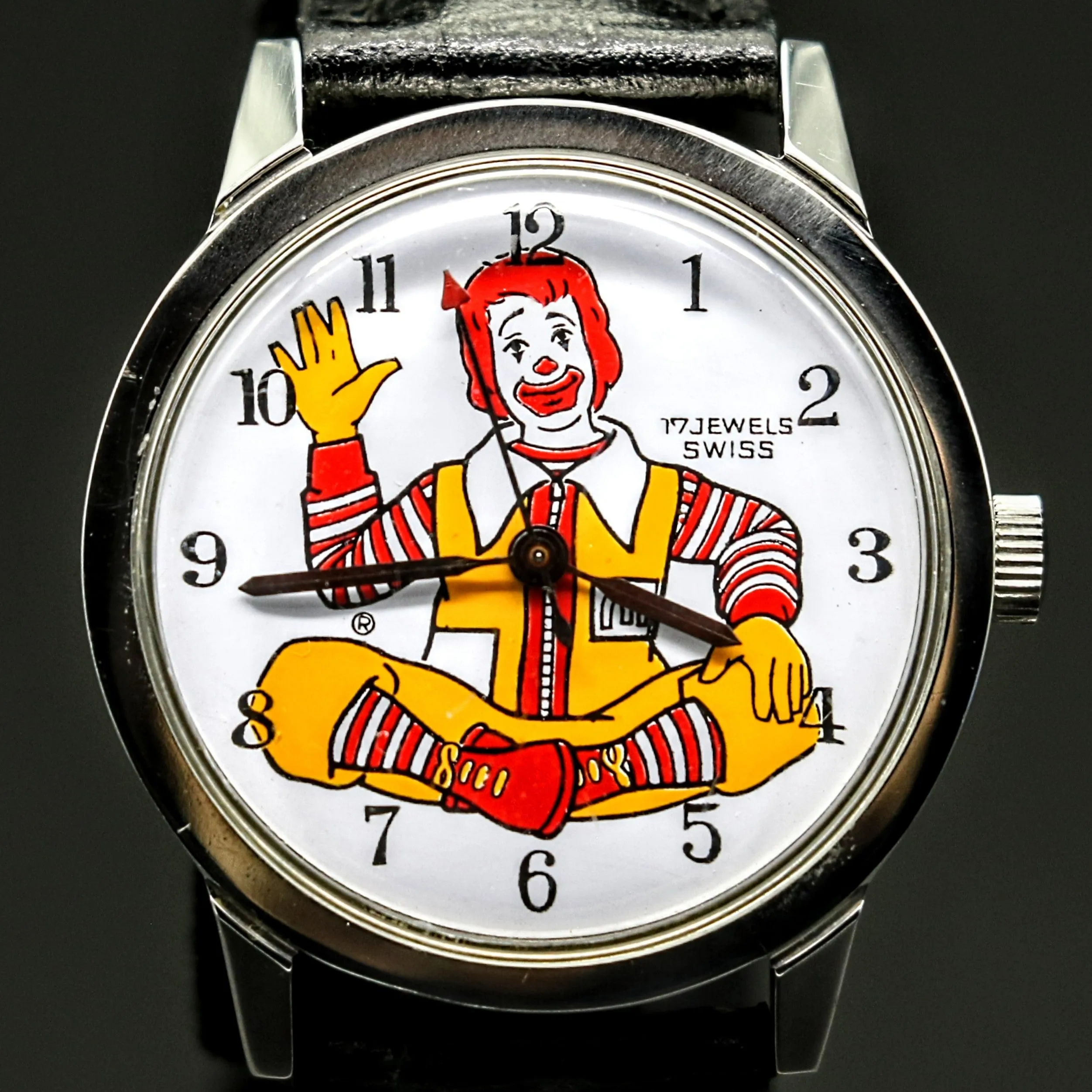 Vintage Le Jour Time Ronald McDonald Character Wristwatch Swiss 17 Jewels Watch