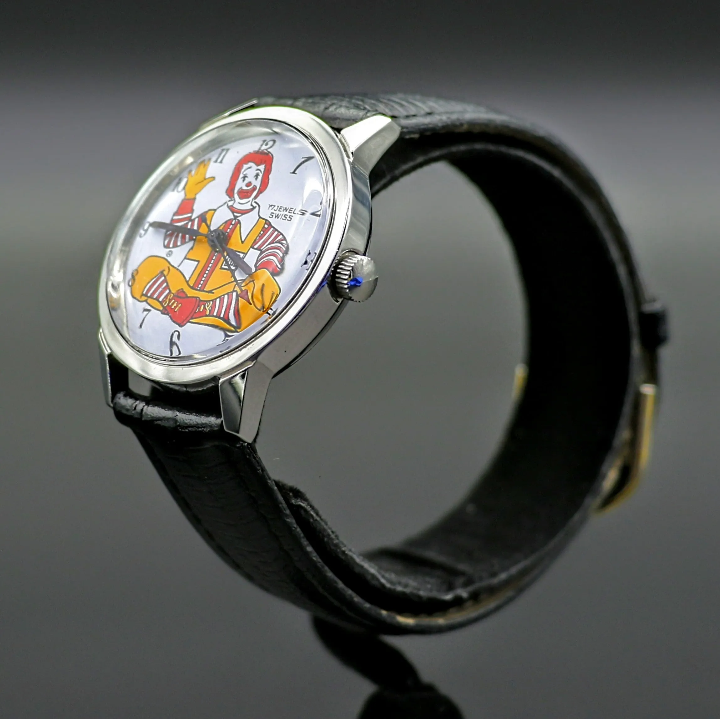 Vintage Le Jour Time Ronald McDonald Character Wristwatch Swiss 17 Jewels Watch