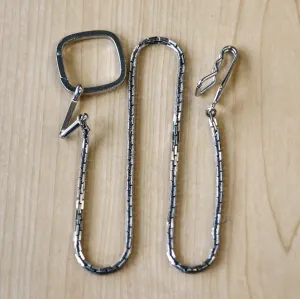 Vintage SWANK Pocket Watch Chain Fancy Silver Tone Square Link with Square Fob