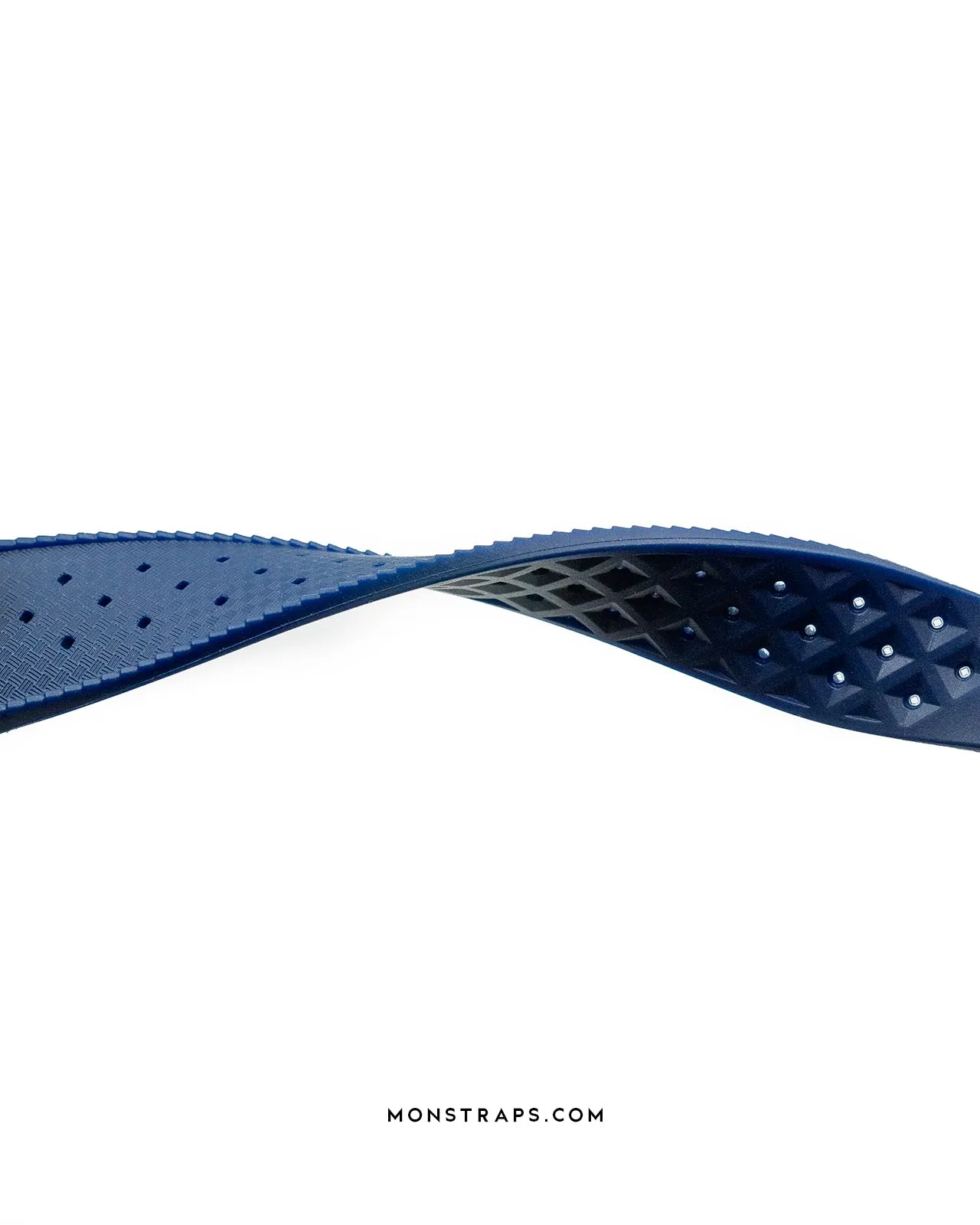 VULCANISED RUBBER - "TROPICAL" VINTAGE STYLE STRAP (NAVY BLUE)
